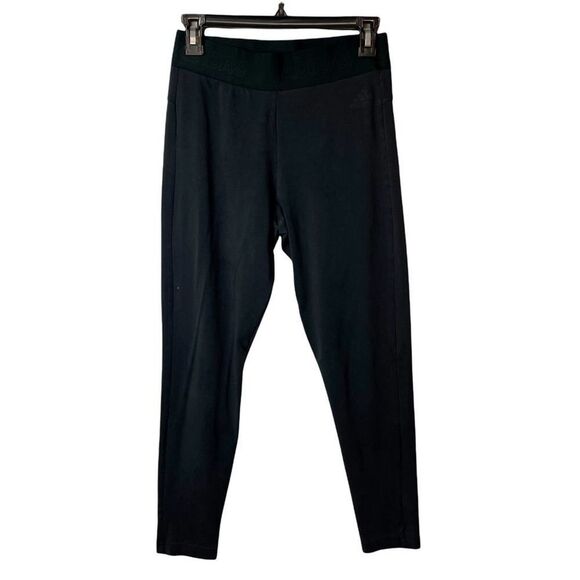 Adidas Solid Black & White Stripped Soft Stretchy Active Leggings size M - Picture 2 of 11